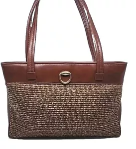 Borsa a mano vintage anni 60 intrecciata chiusura a morsetto in metallo marrone stile retrò - Foto 1 di 18