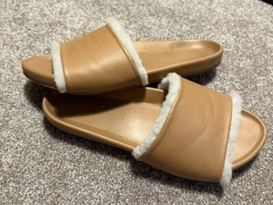 Beek Gallito Mas Sherling Honey Tan Brown Leather Slide Sandals Size 9 $280 - Picture 1 of 4