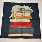 Cat Print Cushion Cover Zip Closure Pet Books Kitten NWOT 45 x 45cm