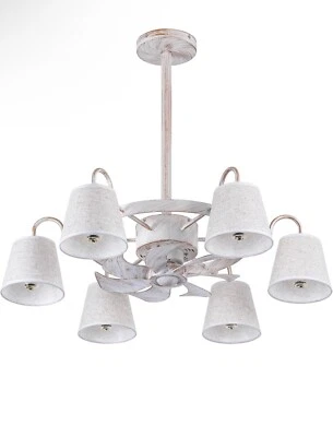 PALZALA Ceiling Fan 32” Retro White Chandelier with Remote, 3 Speeds, Reversible - Image 1 of 4