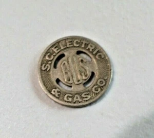 Vintage S. C. Electric & Gas Co. Transportation Fare Token Approx. 5/8" 7027 - Bild 1 von 2