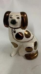 ANTIQUE 19TH CENTURY CA 1860 STAFFORDSHIRE COPPER LUSTER SPANIEL - Picture 1 of 3