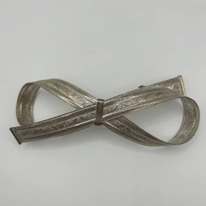 Large Vintage CHARLES J. WAHBA Silver Engraved Bow Hair Barrette 5" Made France - Picture 1 of 18