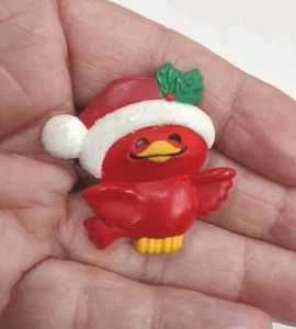 Broche prendedor vintage 1982 sello plástico pájaro rojo Navidad, 1,5", C47 - Imagen 1 de 4