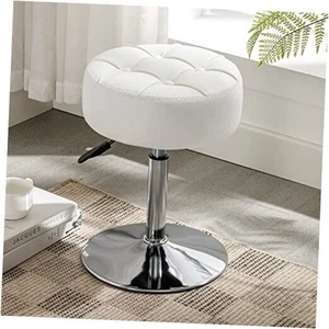 Adjustable Vanity Stool, 360°Swivel Vanity Chair Stool for Makeup Room, White - Picture 1 of 7