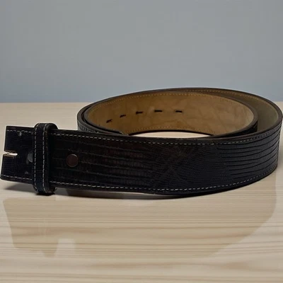 Cinturón de Cuero Lagarto Vintage Marrón Hanks Hecho en EE. UU. SIN HEBILLA Ver Medidas Foto 1 de 4