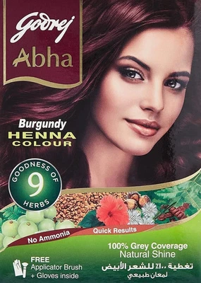 Godrej Abha Burgundy Henna Hair Color 10 X 6G Free Shipping World Wide - Image 1 of 4