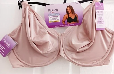 NEW Fit for Me Fruit of the Loom Unlined Underwire Bra 40DDD Rose Nylon - Image 1 of 4
