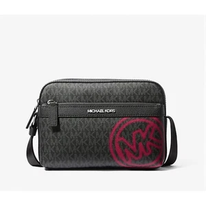Michael Kors Cooper Utility Crossbody Bag MK Signature Logo Raspberry - Picture 1 of 3