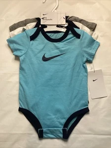 Nike Baby Boys 3 Piece Bodysuit Size 6 Months Blue - Picture 1 of 4