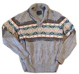 American Eagle Herren Pullover Sweater Größe M grau orange Henley - Bild 1 von 5