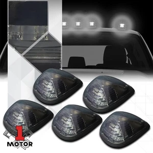 5Pcs Smoked Housing [White LED]Cab Roof Running Light+Harness for 99-07 F250-550 - Picture 1 of 2