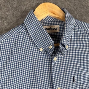 Barbour Shirt Mens Medium Blue Check Tailored Fit Long Sleeve British Pocket - Picture 1 of 12