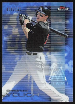 2016 Topps Finest Blue Refractor #93 Christian Yelich /150 Miami Marlins - Image 1 of 2