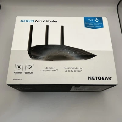 Netgear AX1800 Wi-Fi 6 Router 4-Stream Dual Band (RAX10-100NAS) - Image 1 of 4