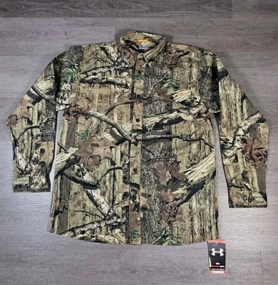 New Under Armour Camo Shirt L Mossy Oak Infinity Hunting All Season Gear - Image 1 of 4