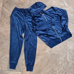 NWT Felina Velour Hoodie Jogger Set Sodalite Blue Cozy Loungewear Size S - Picture 1 of 11