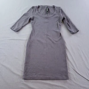 Robe St John femme 6 gris col rond manches 3/4 crayon laine longueur genou - Photo 1/12
