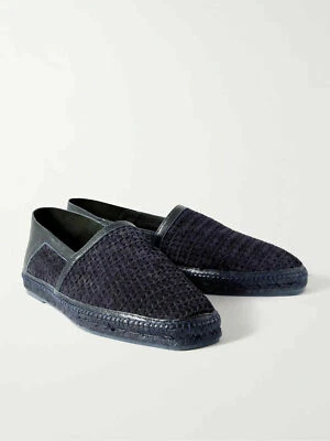 Alpargata Tom Ford Barnes de gamuza trenzada tejida y cuero azul marino talla UK 6 / US 7 Foto 1 de 4
