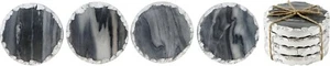 Marmor Untersetzer 4x Grau mit Silberrand für Gläser Getränke Tassen Tisch Glas - Bild 1 von 2