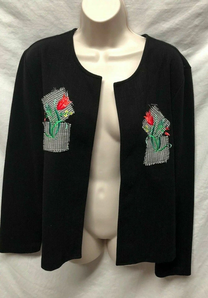 Y2k Vintage Weekenders Womens Sz L 509 Black with Patch Work Jacket Blazer - Image 1 of 4