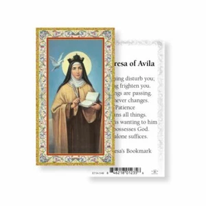 Saint Teresa's (of Avila) Bookmark -Gold Trim - Paperstock Holy Card 734-548 - Picture 1 of 4