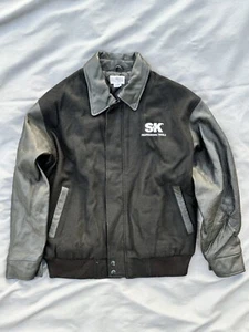 Chaqueta de bombardero de lana/cuero SK Tools para hombre grande negra logotipo de America Eagle EE. UU. EXCELENTE - Imagen 1 de 6