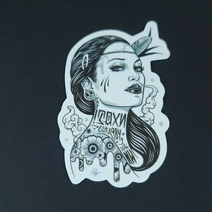 Sexy Tattoo Bad Girl Dia de Los Muertos Laptop Sticker 2 Inch - #2 - Picture 1 of 2