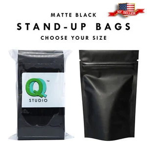 Variety of Sizes for 100pcs Matte Black Metallic Foil Stand-Up Resealable Bags - Picture 1 of 16