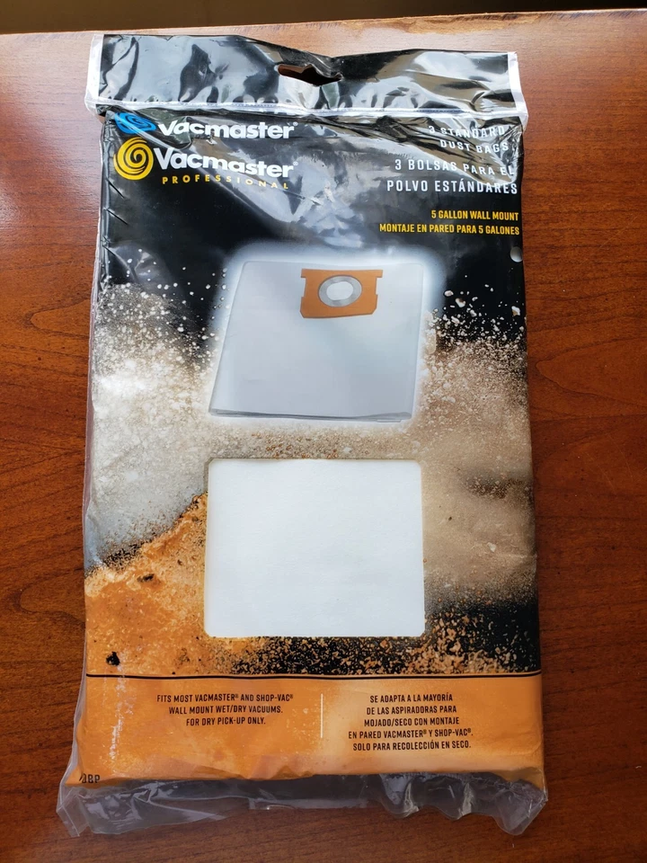 Vacmaster 4 to 5 Gallon Dust Filter Bag Fits Vq407s and Vwm510 3-pack VDBP