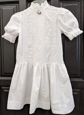 Vestido Vintage Edições Raras Feito em União Juvenil Tamanho 7 Branco Cintura Gota Cottage Leia - Imagem 1 de 4