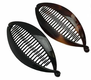 Juego de 2 pinzas para el pelo de plátano grande con cáscara y negro Parcelona French Flat Fat Fish - Imagen 1 de 2