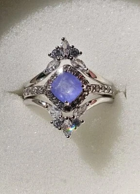 BP Lymphoma Awareness RBP6334 Topacio Azul Arco Iris Sobre Rodio Talla 7 (Halo) Foto 1 de 4