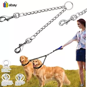 Doppelhund Kupplung Paar Blei Twin Walk 2 Hunde Kette Gehen Haustier Halsband Dual - Bild 1 von 7