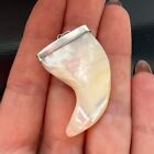 Antique Necklace Silver Sterling 800 Jewelry Fashion Natural Shell Tooth 9.2 gr