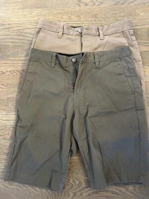 Two Pairs Of Volcom Chino Shorts Size 30 Mens Comfort Pockets Cotton Polyester - Image 1 of 3
