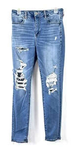 Pantalones de mezclilla American Eagle talla 8 curvilíneos de alta altura siguiente nivel elásticos rasgados grunge - Imagen 1 de 7