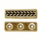ANTIQUED GOLD PEWTER BRAID DESIGN 3 HOLE SPACER BAR BEAD 4 BEADS 4X15MM PB20