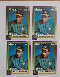 1990 Topps Rickey Henderson Lot Of 4  Hof Nm