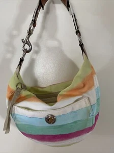 Coach Hampton Watercolor Stripe Small Hobo Bag -10021 Tropical Beach Resort - Picture 1 of 11