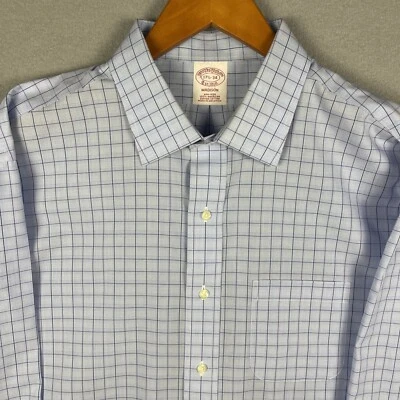 Camisa de vestir Brooks Brothers Madison 17,5-34 azul ventana cuadros algodón Supima Foto 1 de 4