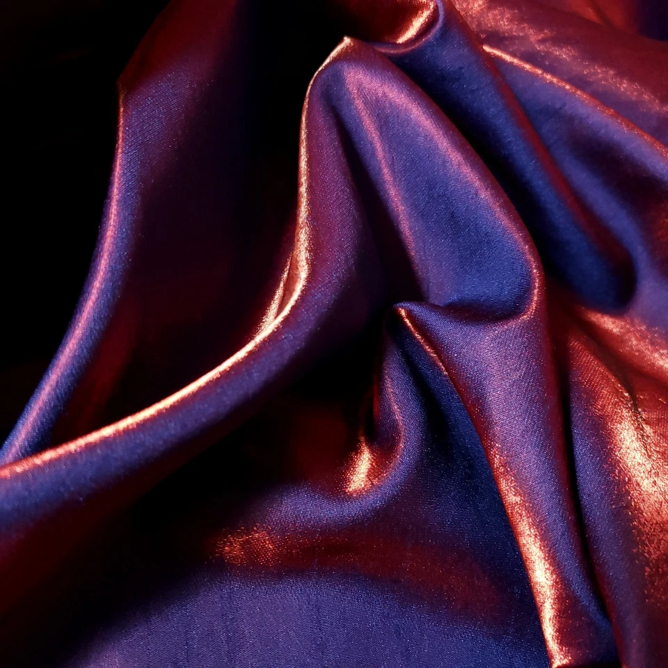 Shimmer Shantung Two-Tone BLUE RED  Dupioni Fabric 58" By The Yard - Image 1 of 4