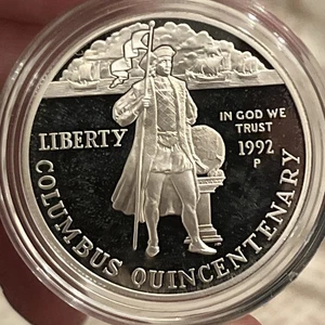 1992 P COLUMBUS PROOF Commemorative Silver Dollar - Picture 1 of 2