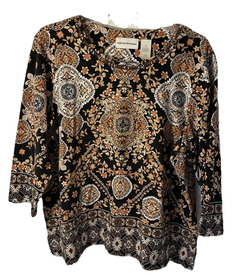 Alfred Dunner Women's Top - 3/4 Sleeve Colorful Boho - Size XL Stretch Embellish - Image 1 of 4