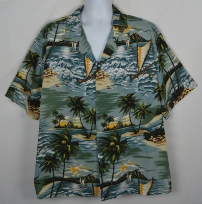 Aloha Republic Hawaiian Shirt Mens 3XL Vintage Short Sleeve Button Up Canoe - Image 1 of 4