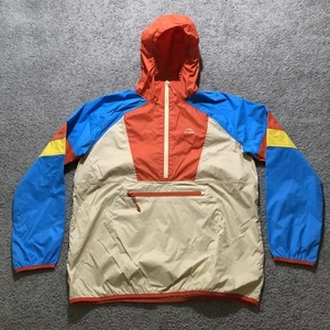 LL Bean Anorak Jacket Kids XL 18 Orange Khaki Wind And Rain Nylon Hooded Outdoor - Picture 1 of 8