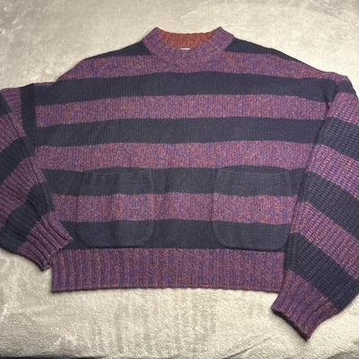 Suéter Púrpura Usado en Excelente Condición Naadam Luxe 100% Cachemira Mujeres XS Rayas Recortado Cuello Redondo Foto 1 de 4