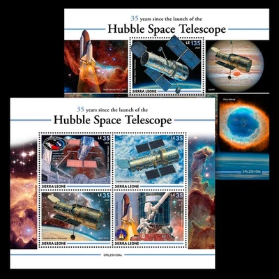 Telescopio Espacial Hubble 35 Aniversario MNH Estampillas 2025 Sierra Leona M/S + S/S Foto 1 de 3