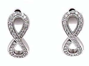 Custom Created Diamond Infinity Earrings 14k White Gold 0.22 Carat Total Weight - Picture 1 of 6