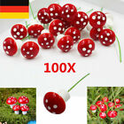 50 / 100x Mini-Pilze Gartenpilze Blumentopf Deko Pilz Miniatur Rote Pilze Set DE